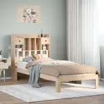 Pat cu bibliotecă fără saltea, 90x200 cm, lemn masiv pin GartenMobel Dekor