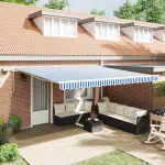 Cortina Retractabilă with Manual Albastru și alb 4.5 x 3 m GartenMobel Dekor