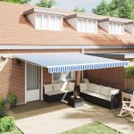 Cortina Retractabilă with Manual Albastru și alb 5 x 3 m GartenMobel Dekor