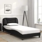 Cadru de pat cu tăblie, negru, 90x200 cm, piele ecologică GartenMobel Dekor