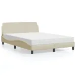 Pat cu saltea, crem, 140x200 cm, textil GartenMobel Dekor