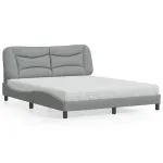 Pat cu saltea, gri deschis, 160x200 cm, textil GartenMobel Dekor