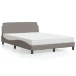 Pat cu saltea, gri taupe, 140x200 cm, textil GartenMobel Dekor