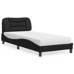Pat cu saltea, negru, 90x200 cm, piele ecologică GartenMobel Dekor