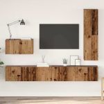 Set comodă TV 4 pcs Lemn vechi 30.5 x 30 x 110 cm Lemn compozit GartenMobel Dekor