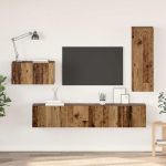 Set comodă TV 4 pcs Lemn vechi 30.5 x 30 x 90 cm Lemn compozit GartenMobel Dekor