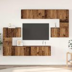Set comodă TV 8 pcs Lemn vechi 80 x 30 x 30 cm Lemn compozit GartenMobel Dekor