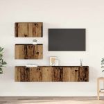Set comodă TV Pe perete cu depozitare cu ușă 4 pcs Lemn vechi 80 x 30 x 30 cm GartenMobel Dekor
