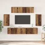 Set comodă TV Pe perete cu depozitare cu ușă 6 pcs Lemn vechi Mediu GartenMobel Dekor