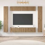 Set comodă TV cu raft 10 pcs stejar artizanal 30.5 x 30 x 90 cm GartenMobel Dekor