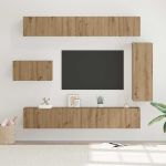 Set comodă TV cu raft Altele 8 pcs stejar artizanal 30.5 x 30 x 90 cm GartenMobel Dekor