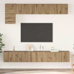 Set comodă TV cu raft Pe perete Altele 5 pcs stejar artizanal Mediu 100 cm GartenMobel Dekor