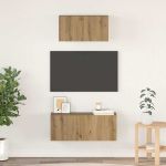 Set dulap TV cu raft Pe perete Altele 2 pcs stejar artizanal 80 x 30 x 30 cm GartenMobel Dekor