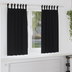 Perdele opace cu perdele 2 pcs Negru 175 x 140 cm Poliester GartenMobel Dekor