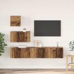 Set comodă TV 4 pcs Lemn vechi 80 x 30 x 30 cm Lemn compozit GartenMobel Dekor