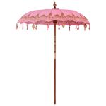 Umbrelă de soare Altele Manual Roz x 260 cm Bumbac și lemn masiv GartenMobel Dekor