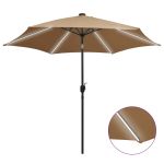 Umbrelă de soare cu LED-uri, stâlp din aluminiu, taupe, 300 cm GartenMobel Dekor