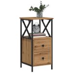Noptiere 2 buc. stejar artizanal, 34x35,5x70 cm, lemn prelucrat GartenMobel Dekor