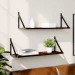 Rafturi de perete, 2 buc., stejar fumuriu, 80x25x25,5 cm, lemn GartenMobel Dekor