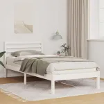 Cadru de pat cu headboard Alb 100 x 220 cm Lemn de brad solid GartenMobel Dekor