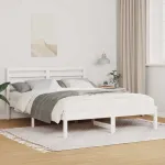 Cadru de pat cu headboard Alb 140 x 190 cm Lemn de brad solid GartenMobel Dekor