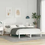 Cadru de pat cu headboard Alb 140 x 210 cm Lemn de brad solid GartenMobel Dekor
