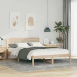 Cadru de pat cu headboard Maro 140 x 220 cm Lemn de brad solid GartenMobel Dekor