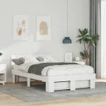 Cadru de pat cu headboard Alb 120 x 200 cm Lemn de brad GartenMobel Dekor