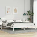 Cadru de pat cu headboard Alb 200 x 200 cm Lemn masiv de pin GartenMobel Dekor