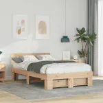 Cadru de pat cu headboard Maro 120 x 200 cm Lemn de brad solid GartenMobel Dekor