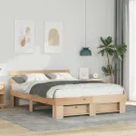 Cadru de pat cu headboard Maro 140 x 200 cm Lemn de brad solid GartenMobel Dekor