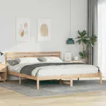 Cadru de pat cu headboard Maro 180 x 200 cm Lemn de brad GartenMobel Dekor