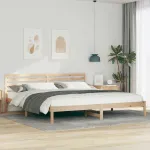 Cadru de pat cu headboard Maro 200 x 220 cm Lemn de brad solid GartenMobel Dekor