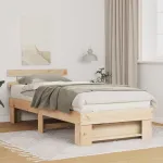 Cadru de pat cu headboard Maro 80 x 200 cm Lemn de brad solid GartenMobel Dekor