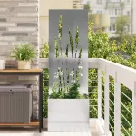 Ghiveci de Grădină cu Panou Decorativ Argintiu 50 x 140 cm GartenMobel Dekor