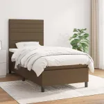 Pat box spring cu saltea, maro închis, 90x200 cm, textil GartenMobel Dekor
