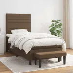 Pat box spring cu saltea, maro închis, 90x200 cm, textil GartenMobel Dekor