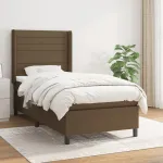 Pat box spring cu saltea, maro închis, 90x200 cm, textil GartenMobel Dekor