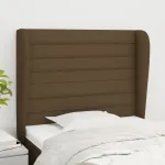 Tăblie de pat cu aripioare maro închis 93x23x118/128 cm textil GartenMobel Dekor