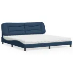 Pat cu saltea, albastru, 200x200 cm, textil GartenMobel Dekor
