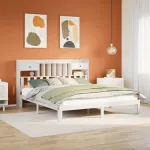 Pat cu bibliotecă fără saltea, 180x200 cm, lemn masiv de pin GartenMobel Dekor