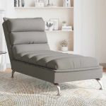Șezlong de masaj cu perne, gri taupe, material textil GartenMobel Dekor