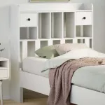 Tăblie de pat cu depozitare alb 90 cm lemn masiv de pin GartenMobel Dekor