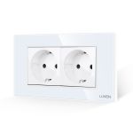 Priza Dubla cu Rama din Sticla LUXION, Standard Italian, 4M SmartElectro IntelligentHouse