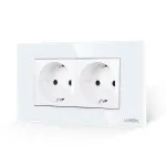 Priza Dubla cu Rama din Sticla LUXION, Standard Italian, 4M SmartElectro IntelligentHouse
