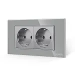 Priza Dubla cu Rama din Sticla LUXION, Standard Italian, 4M SmartElectro IntelligentHouse