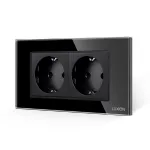 Priza Dubla cu Rama din Sticla LUXION, Standard Italian, 4M SmartElectro IntelligentHouse