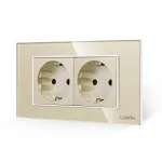 Priza Dubla cu Rama din Sticla LUXION, Standard Italian, 4M SmartElectro IntelligentHouse