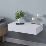 Raft, en.casa, PXWK-0005 Karsamaki, 60 x 35 x 12 cm, mdf, alb, 5 kg, montabil pe perete, cu sertar incorporat HausGarden Leisure