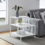 Masuta, en.casa, PXSL-0168 Kumlinge, 60 x 60 x 50 cm, otel, alb, cu 3 polite, forma scara HausGarden Leisure